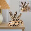 1PC Ceramic Ornament Home Decor Ceramic Landscape Accessories Rabbit Gold Double Eared Rabbit Valentine'S Day Multicolour