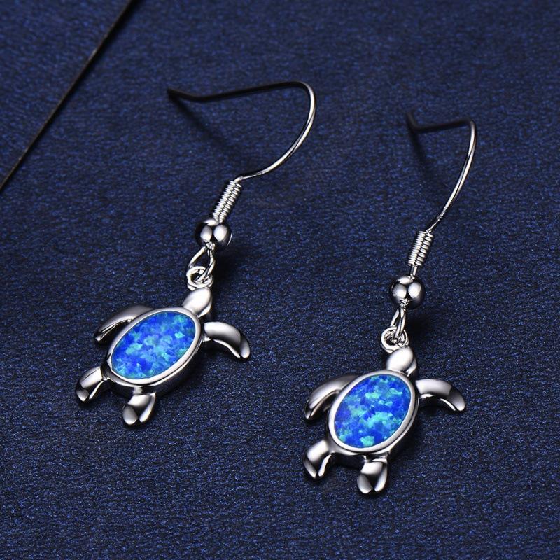 Earrings Blue Opal Turtle Earrings, Earrings Versatile