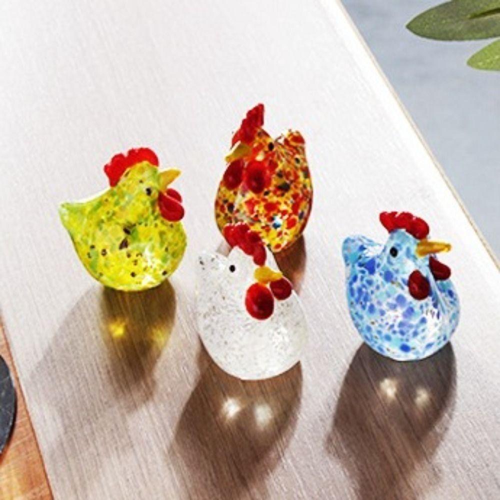 Mini Glass Chicken Figurines Hand Blown Turkey Sculpture Crystal Rooster Statues  Living Room