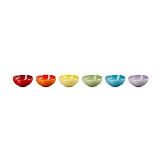 Мини-миска Le Creuset 7 см Радужная Термостойкая Морозостойкая Безопасна для Микроволновой Печи и Посудомоечной Машины Набор 6 шт.