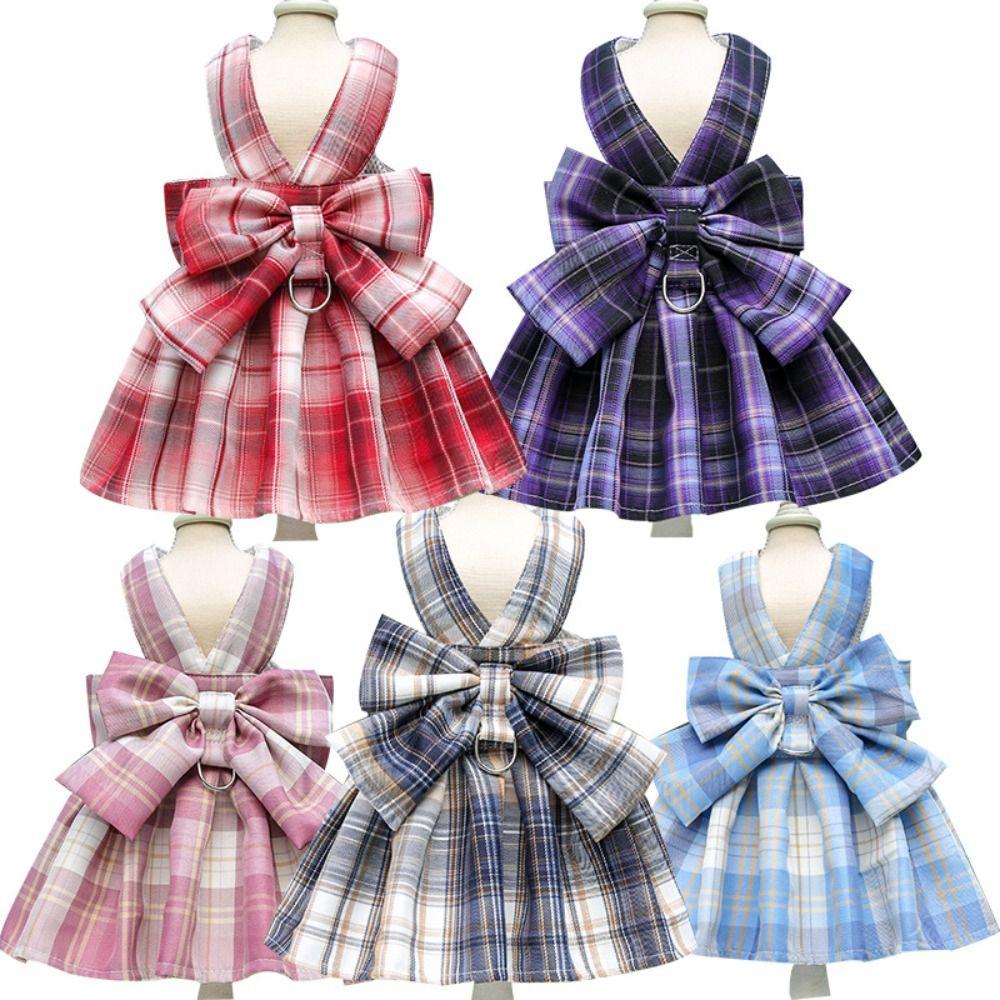 Comfortable Dog Bow Skirt with Leash Traction Pet Harness Skirt Reusable Pet Vest Clothes Pet