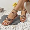 Fashion Women Flats Leopard Sandals 2025 New Outdoor Beach Sandals Women Cozy Casual Walking Shoes Women Flip Flops Sandalias De Mujer