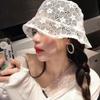 Summer Bucket Hat Hollow Lace Flower Fishermen Hat Women Wide Brim Sun Hats Outdoor Travel Casual Sun Proof Hat Caps Headdress