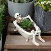 Skeleton Flower Pot Resin Skeleton In Bathtub Plant Pot Gothic Home Decor Planter for Succulents Halloween Desktop Mantel Decoration