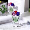 Handmade Crystal Tulip Sculpture Colorful Tulip Bouquet Statue  Home Table Decor