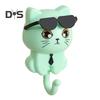 1 Pair Home Hook Organizer Cartoon Cat Style DIY Round Hook Waterproof Moisture-Proof Kitchen Hanger