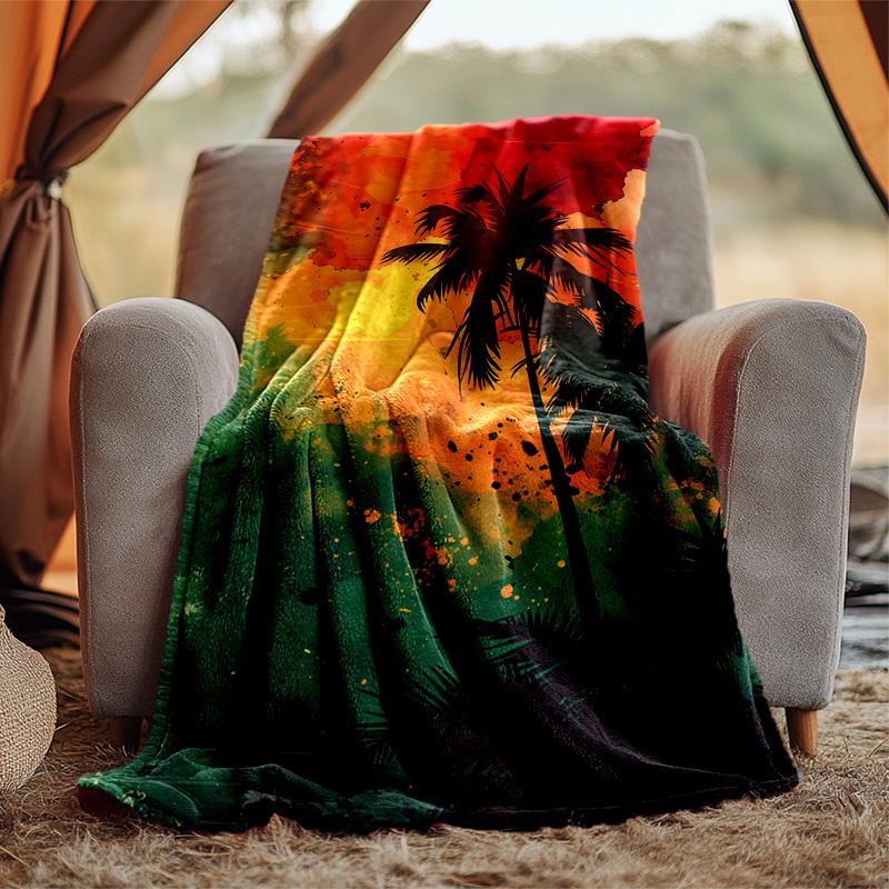 Reggae Flannel Blanket Soft Warm All-Season Throw, Design for Camping, Car Travel, Hiking Sofa, Bed, Office Perfect Gift for Parties