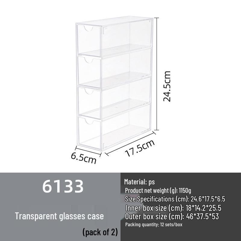 Акриловый бокс для хранения солнцезащитных очков для трансграничной торговли: Многослойный настольный выставочный шкаф с выдвижными ящиками, пылезащитная полка