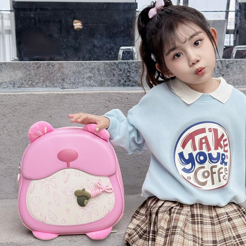 Adorable Cartoon Hard Shell Backpack For Kids Stylish Gender Neutral Preschool Bag