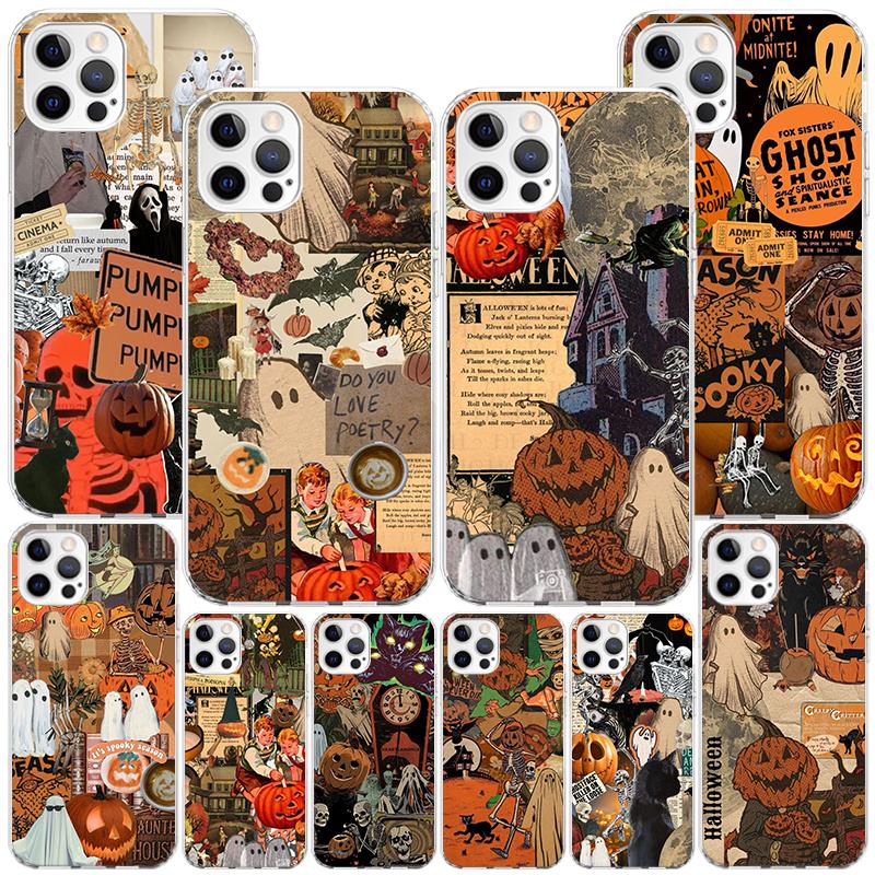 October Fall Halloween Spooky Pumpkin Phone Case For iPhone 17 Air 16 Pro Max 16E 15 + 14 Plus 11 12 13 Mini 7 8 SE Gift Print C