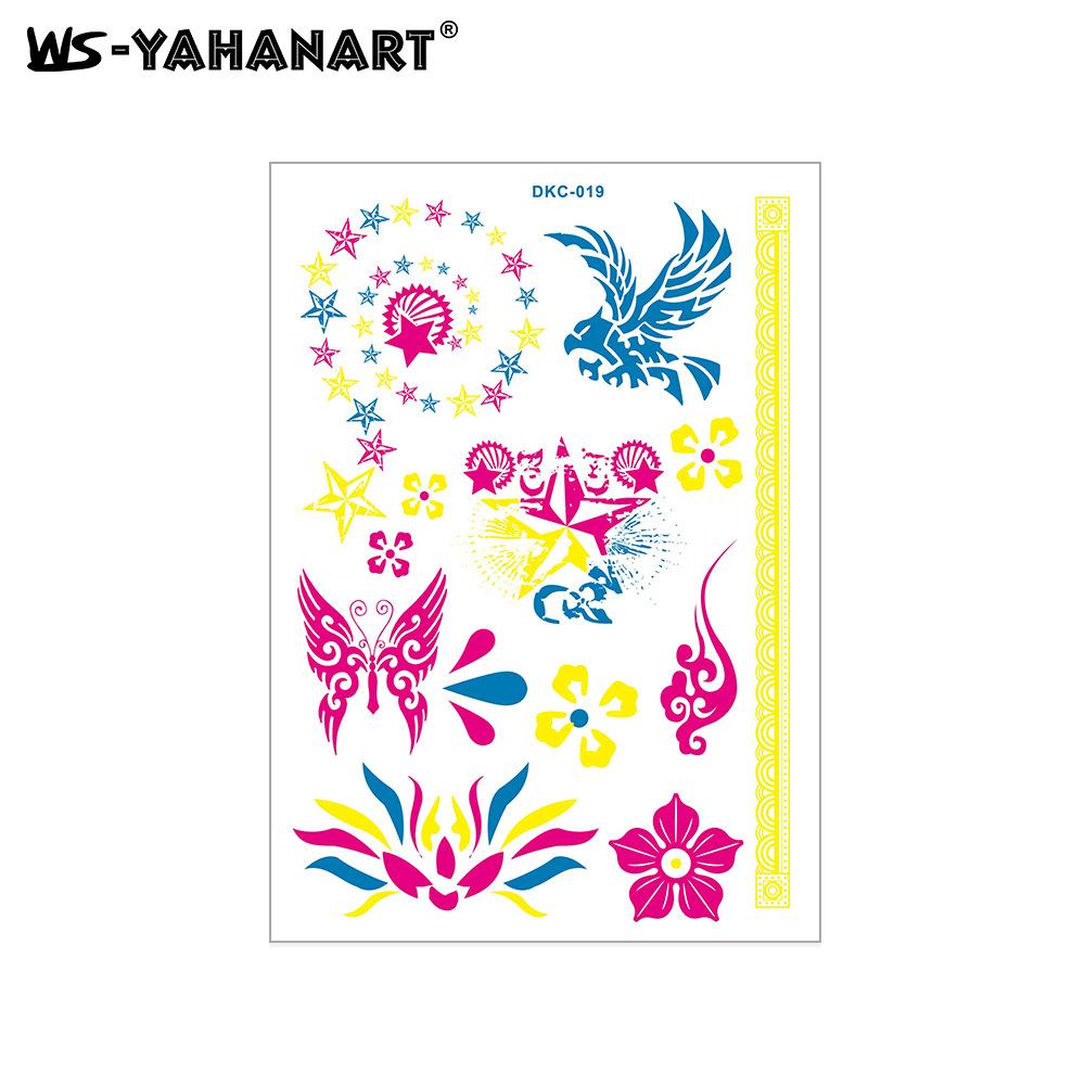 Креативная флуоресцентная наклейка-татуировка на руку с цветком, водонепроницаемая наклейка-татуировка на руку с пером