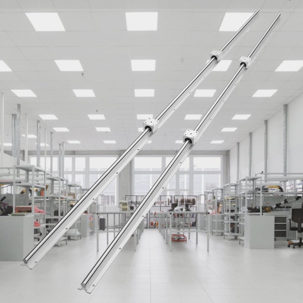 Linear Guide Rail Set, SBR20 2200mm, 2 PCS 86.6 in/2200 mm SBR20 Guide Rails and 4 PCS SBR20UU Slide Blocks, Linear Rails and Bearings Kit for