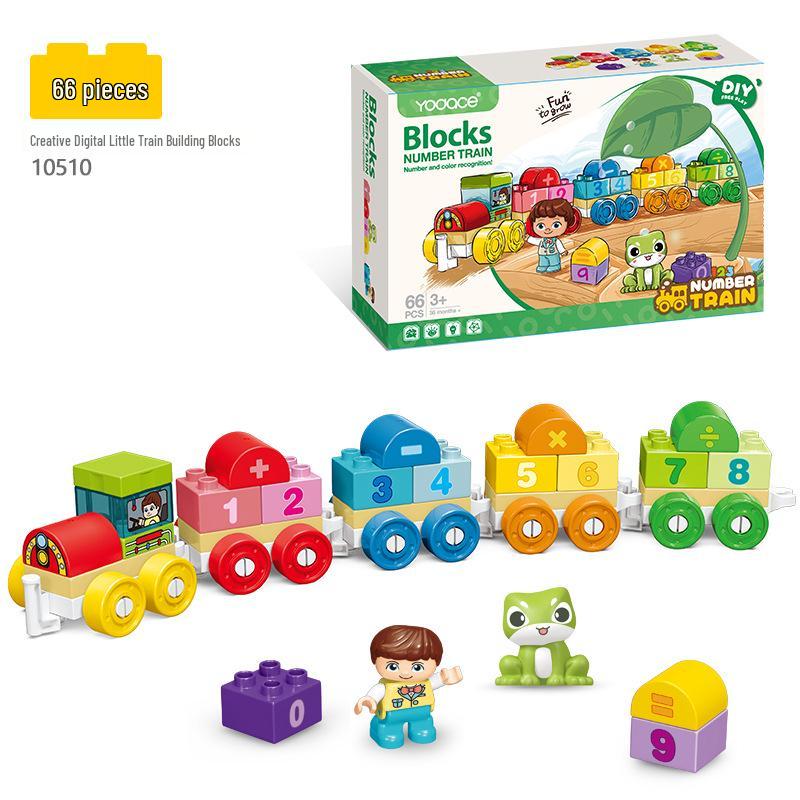 Набор из 50 детских блоков-пазлов в виде поезда с цифрами и ведром для хранения