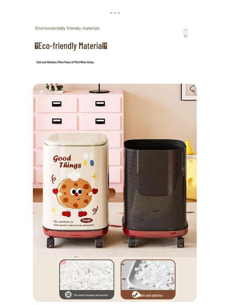 Wheeled Flip-Top Trash Can: Large Capacity for Living Room