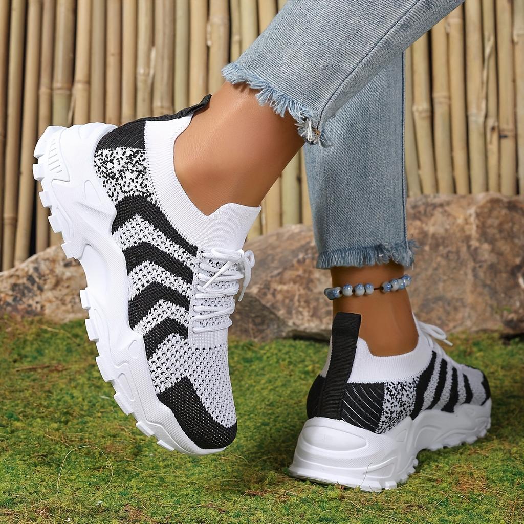 Plus Size Breathable Mesh Women's Stylish Sports Shoes, Casual Colorblock Low-top Platform Sneakers, Lightweight Comfortable Outdoor Shoes
