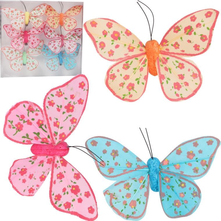 Set of 6 butterflies on a 7 cm clip