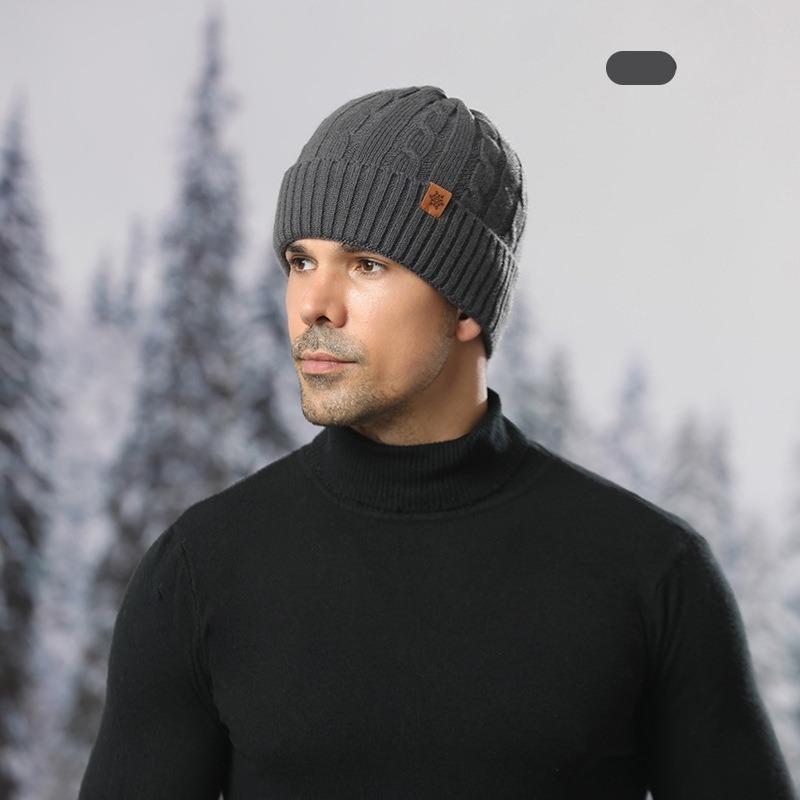 Knitted hat, women's winter warm cycling ear protection wool knitted hat scarf gloves three-piece set