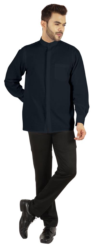 BestMan Мужская однотонная рубашка на пуговицах с китайским воротником и планкой спереди для формального случая