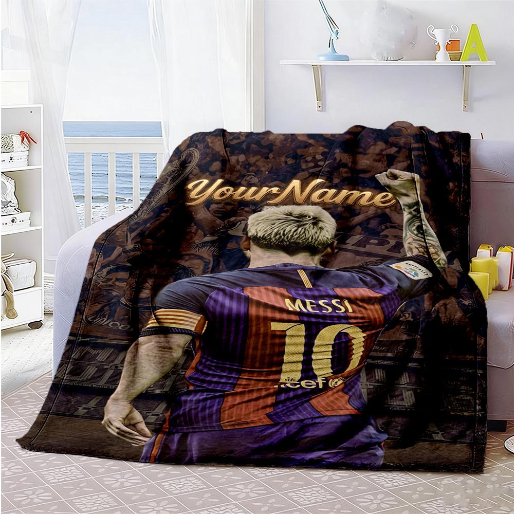 Messi 175 Customize Your Name Blanket Throw Personalized Blanket Warmthful Decor Suitable for Couch Nap Bed Sofa Four Seasons Universal