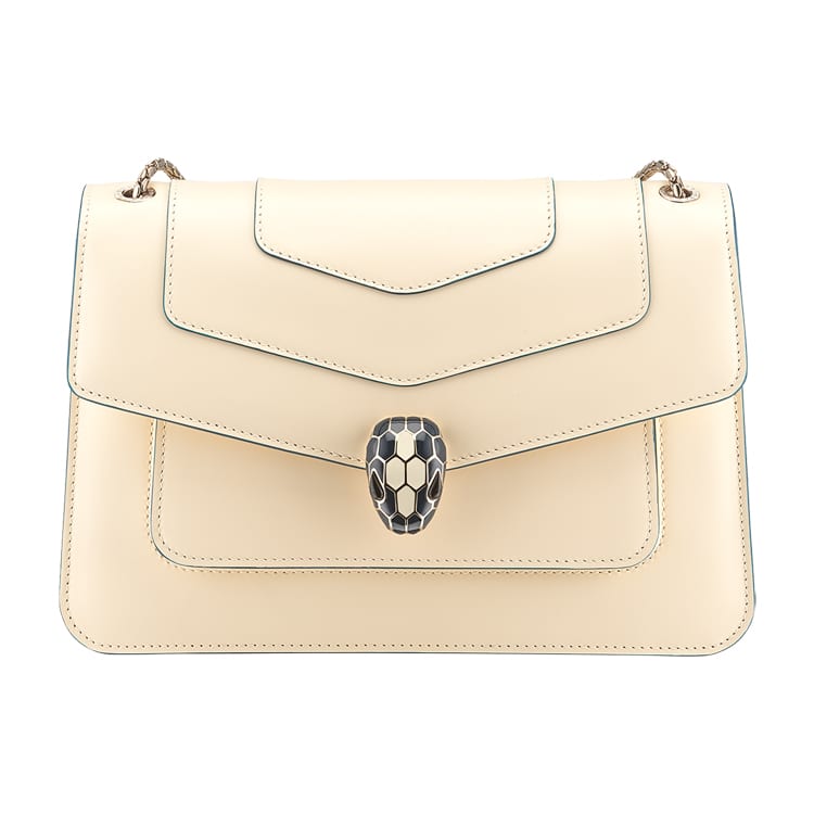 BVLGARI Serpenti Forever Calfskin Shoulder Bag, Crossbody Bag Medium Women's Beige 290931