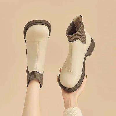 Осенне-зимние короткие ботинки Ботинки на мягкой подошве Женские маленькие короткие ботинки Ретро Износостойкие Универсальные ботинки Челси