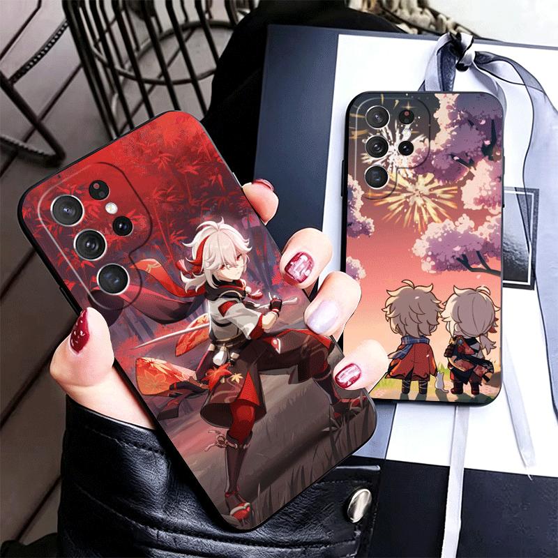 Genshin Impact Kazuha Soft Phone Case for Samsung Galaxy S26 S25 Edge S24 Ultra S23 Plus S22 S21 FE S20 Black Cover Back Shell