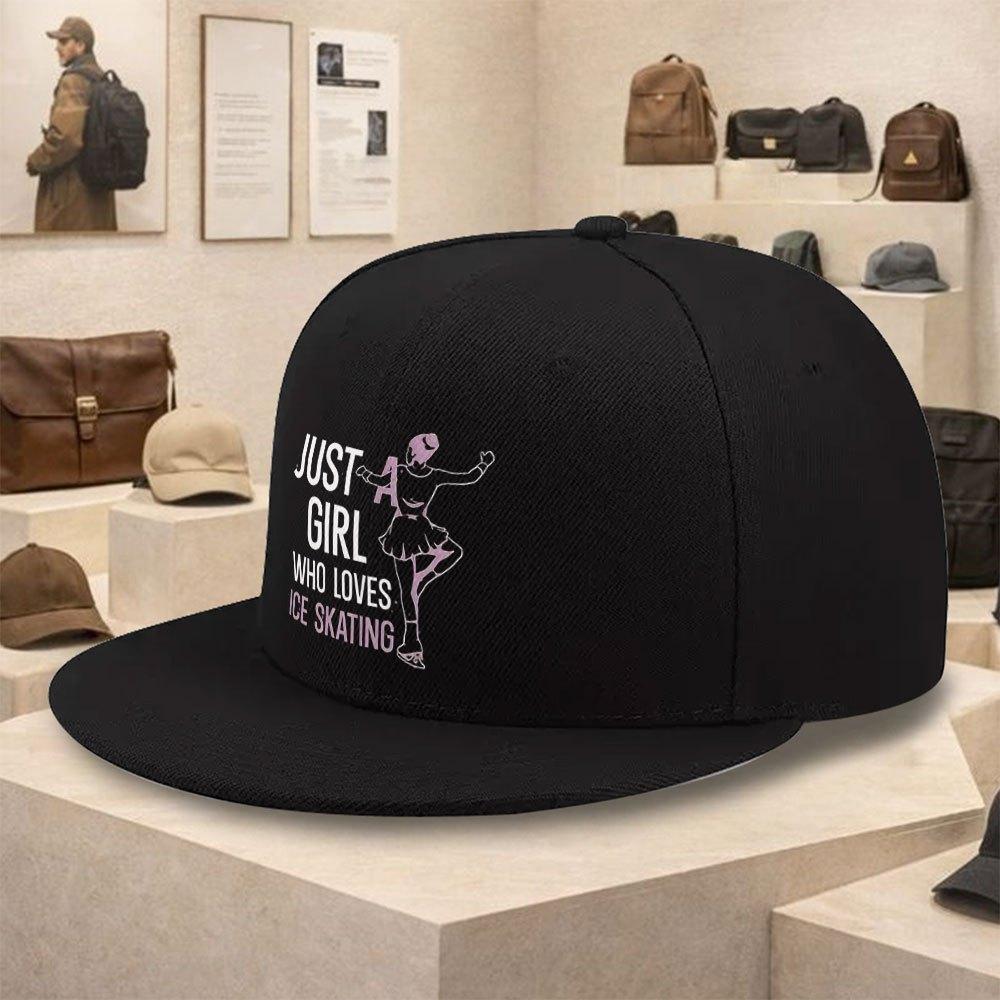 Ice Skating Girl Graphic Baseball Cap Adjustable Polyester Snapback Hat for Casual Street Wear