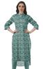 Cotton Tunic Roll Up Sleeves Women Printed Kurti Knee Length Summer