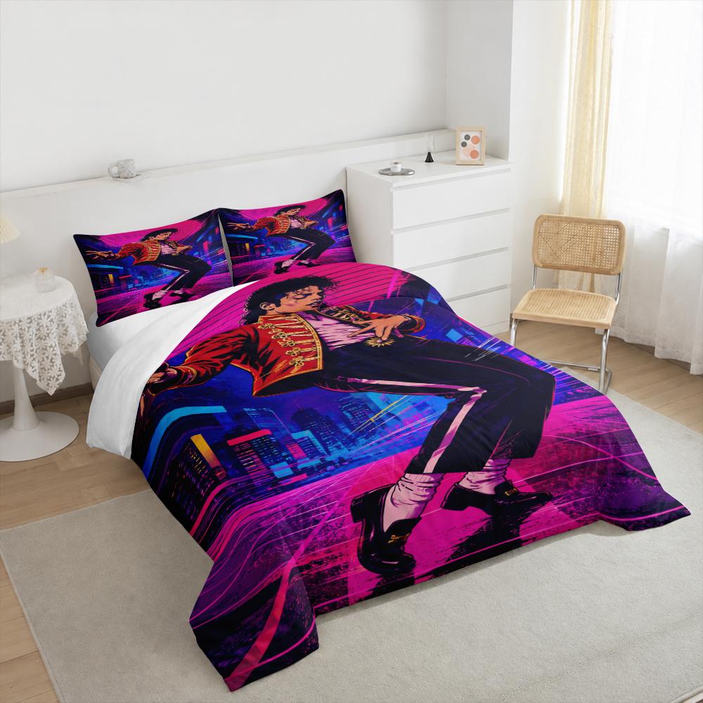 "Man in Red Jacket Neon Artwork Bedding setBedding set (1 duvet cover, 2 pillowcases, duvet not included)