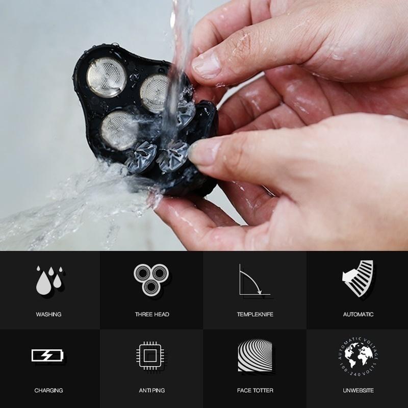 Модернизированная многофункциональная перезаряжаемая электробритва 4 в 1 для мужчин, 6D триммер для носа, щетка для чистки лица, бритвы для лица с тройным лезвием HMM