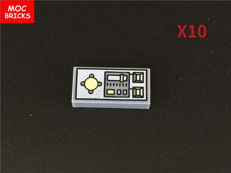 MOC Bricks DIY Printed Tile 1x1 1x2 2x2 2x3 1x4 Solar Panel Gauge Map Compass Assembled Building Block Accessories Kids Toy Gift