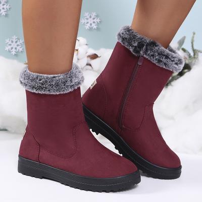 Модные женские ботинки Снежные повседневные ботинки Женские водонепроницаемые Женская обувь Обувь на молнии для женщин Плюшевые плоские Зимние женские ботильоны Botas Mujer
