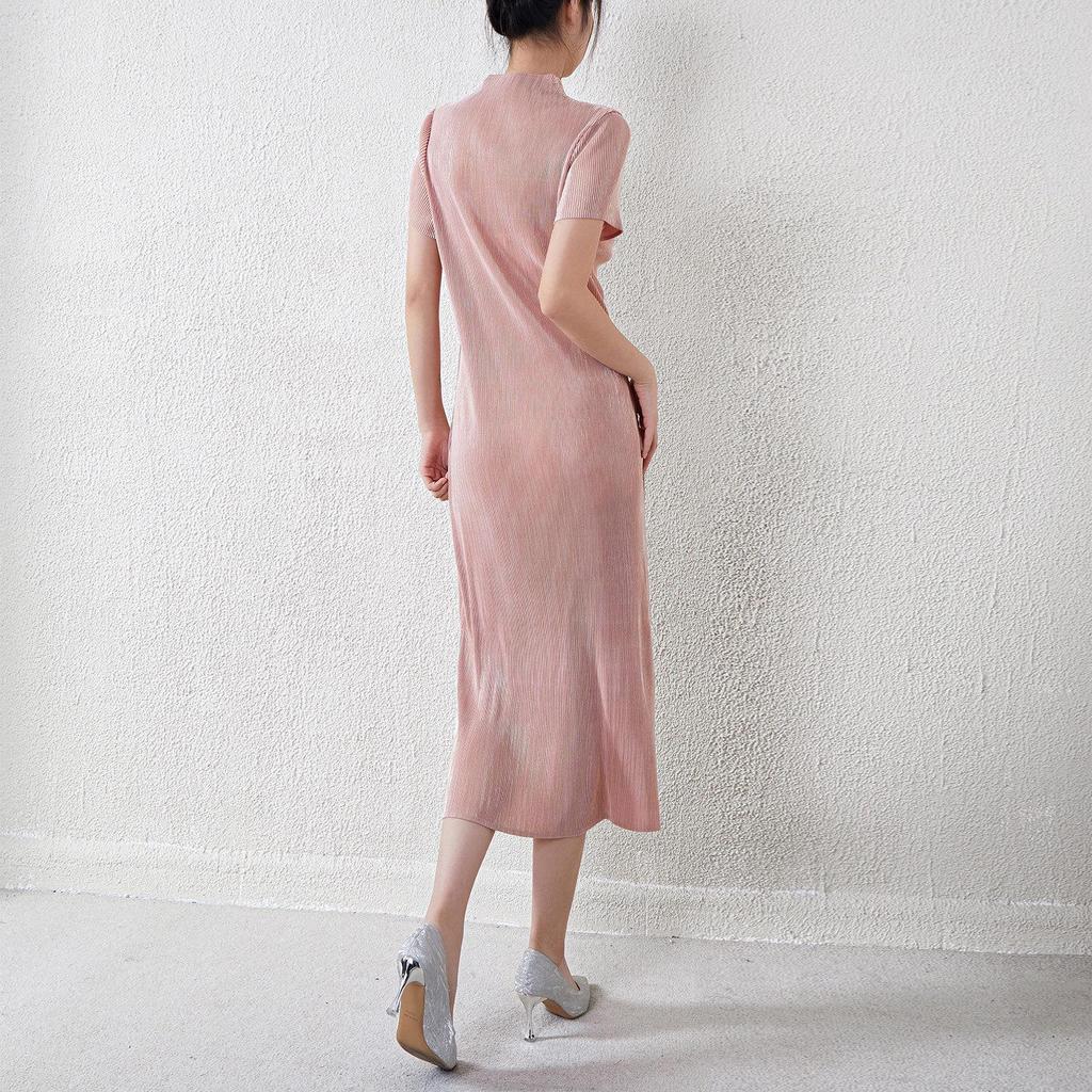 Новое платье ципао в китайском стиле: Женское плиссированное летнее А-силуэта, в французском стиле, приталенное длинное платье