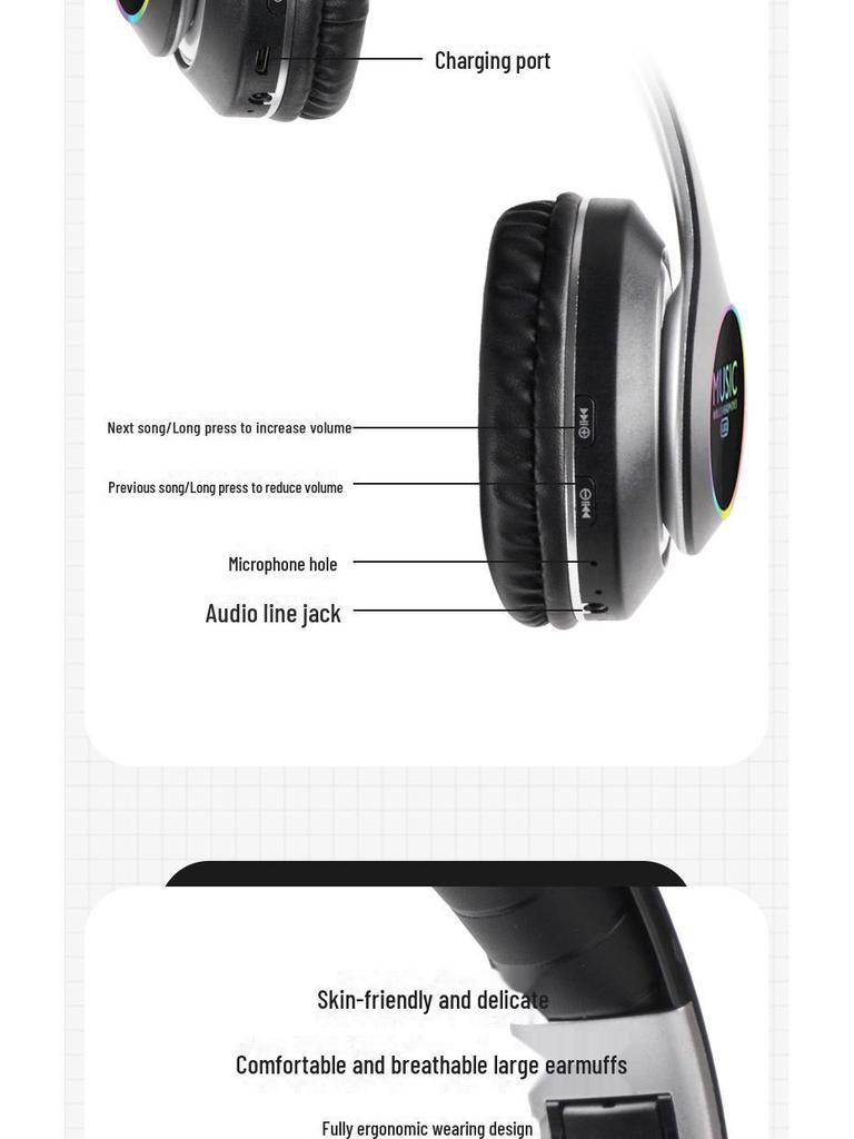 Спортивные беспроводные наушники VJ033 LED Bluetooth 5.0 — новая модель с креплением на голову