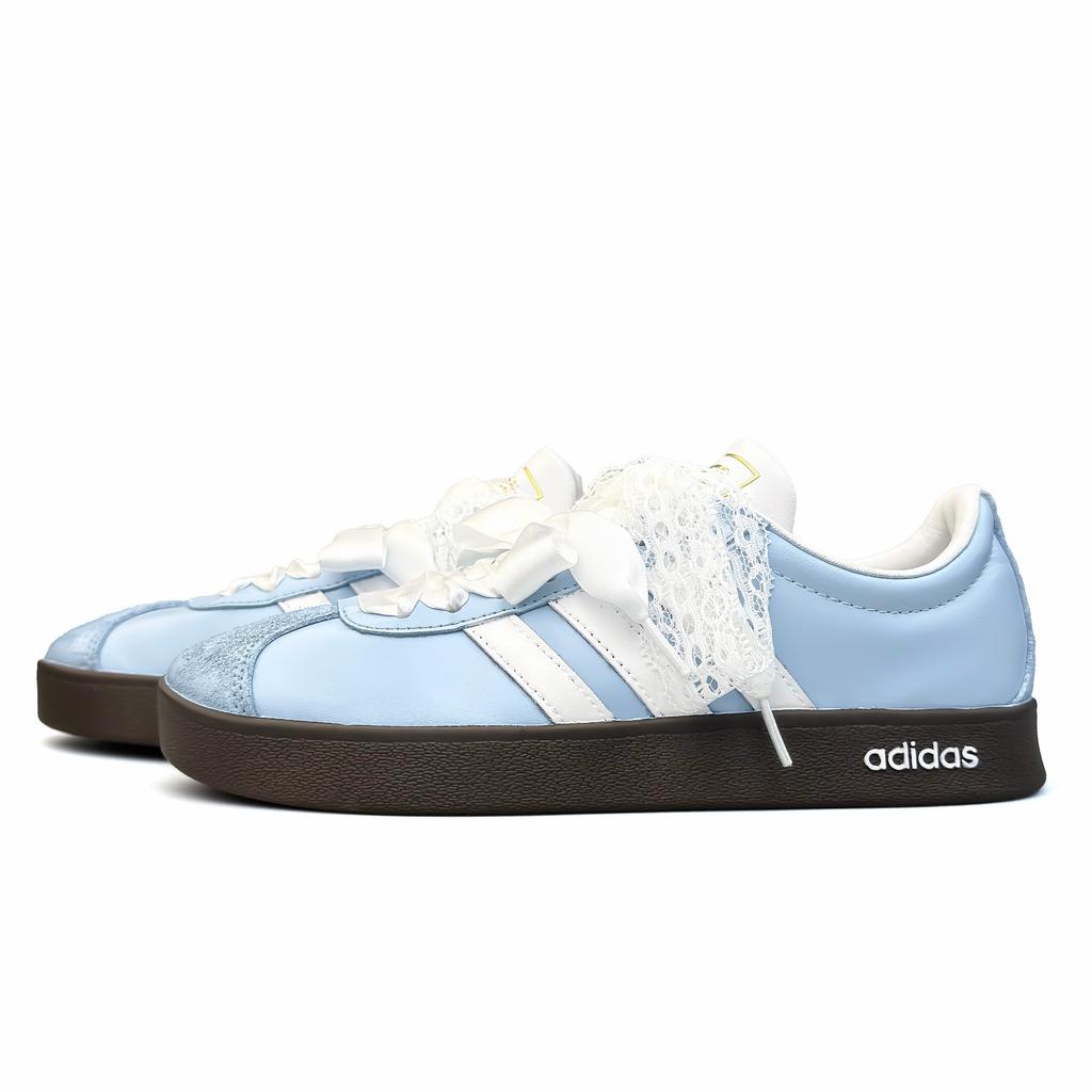 Adidas VL COURT 2.0 Milk Blue Ballet Synthetic Leather Slip Resistant Low top Skateboard Shoes Unisex Blue White ID6015(Team1532-)