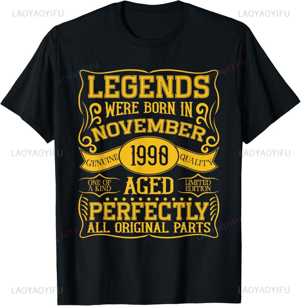 Vintage 35th Birthday Decorations Unisex Funny 1990 35 Birthday Custom Printed Graphic T Shirts Short Sleeve Camiseta Hombre
