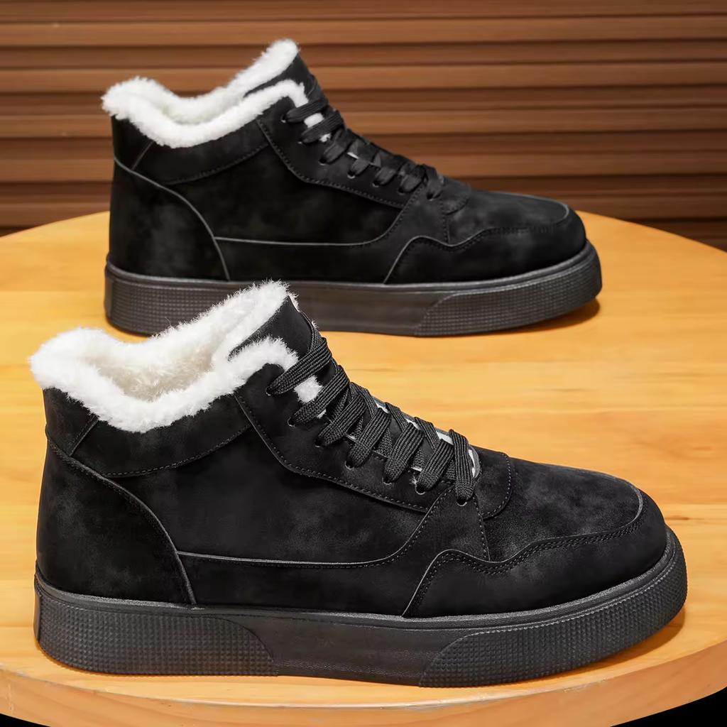 Winter Casual Sneakers Versatile Men's Thick Snow Boots Warm and Cold Retro Casual Shoes Mid Top Board Shoes