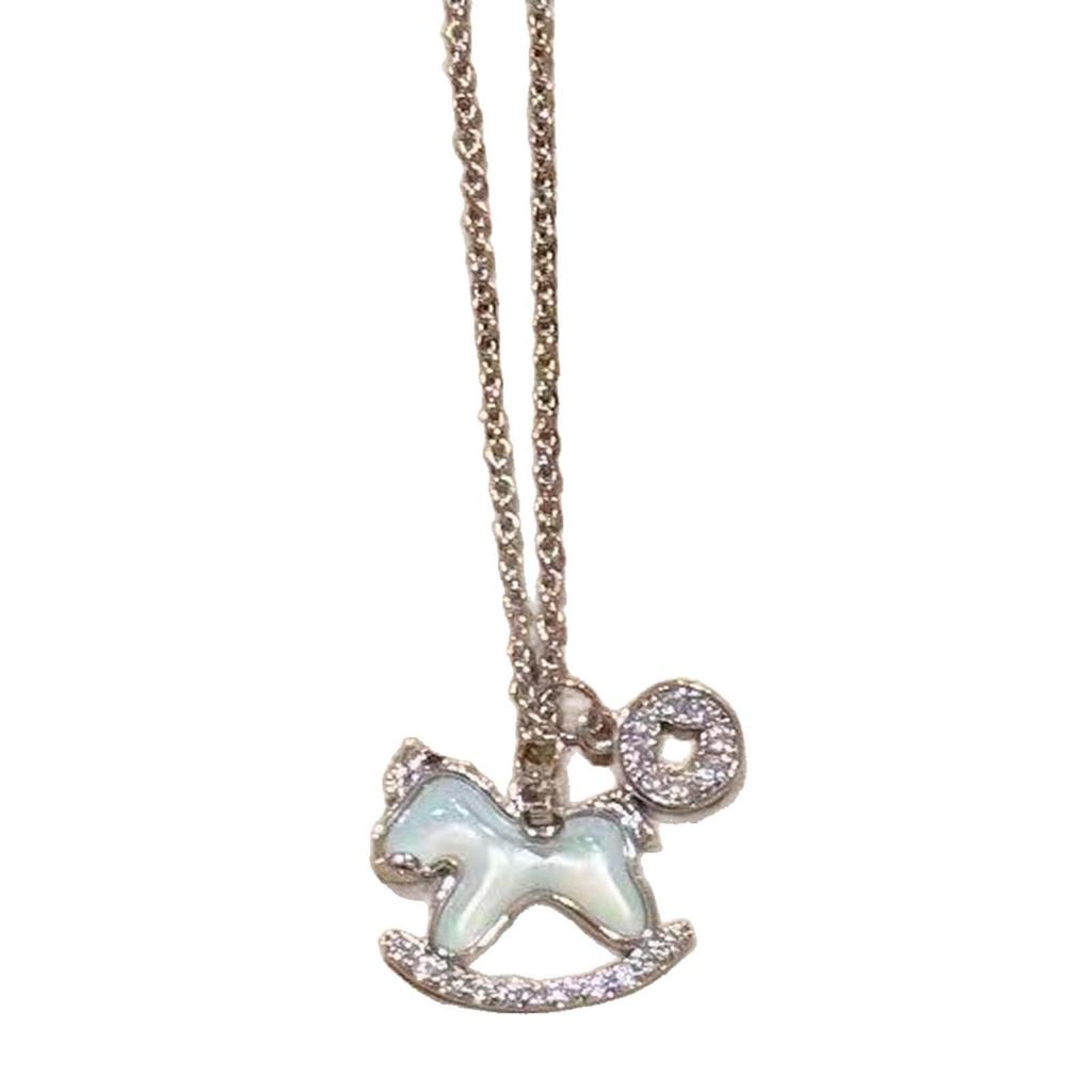 Zirconia Mother-of-Pearl Zodiac Little Horse Necklace - Элегантная китайская стиль цепь на ключицу
