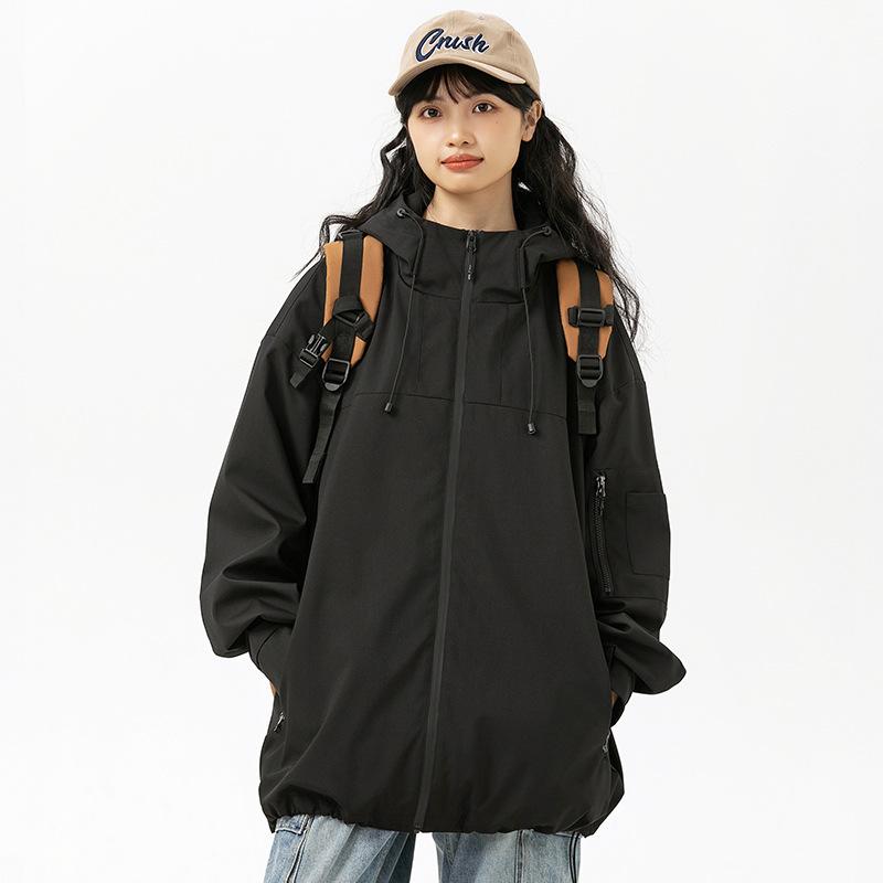 Spring and Autumn Tide Hooded Windproof Color Matching Jacket Spring and Autumn Mountain Outdoor Waterproof High Gram Tooling Mountaineering Suit