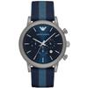 Men's Quartz Watch Blue Dial Leather 46mm AR1949