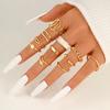 11 Pcs/Set Women Hollow Out Multi Shapes Twisted Polished Smooth Alloy Adjustable Open Ring