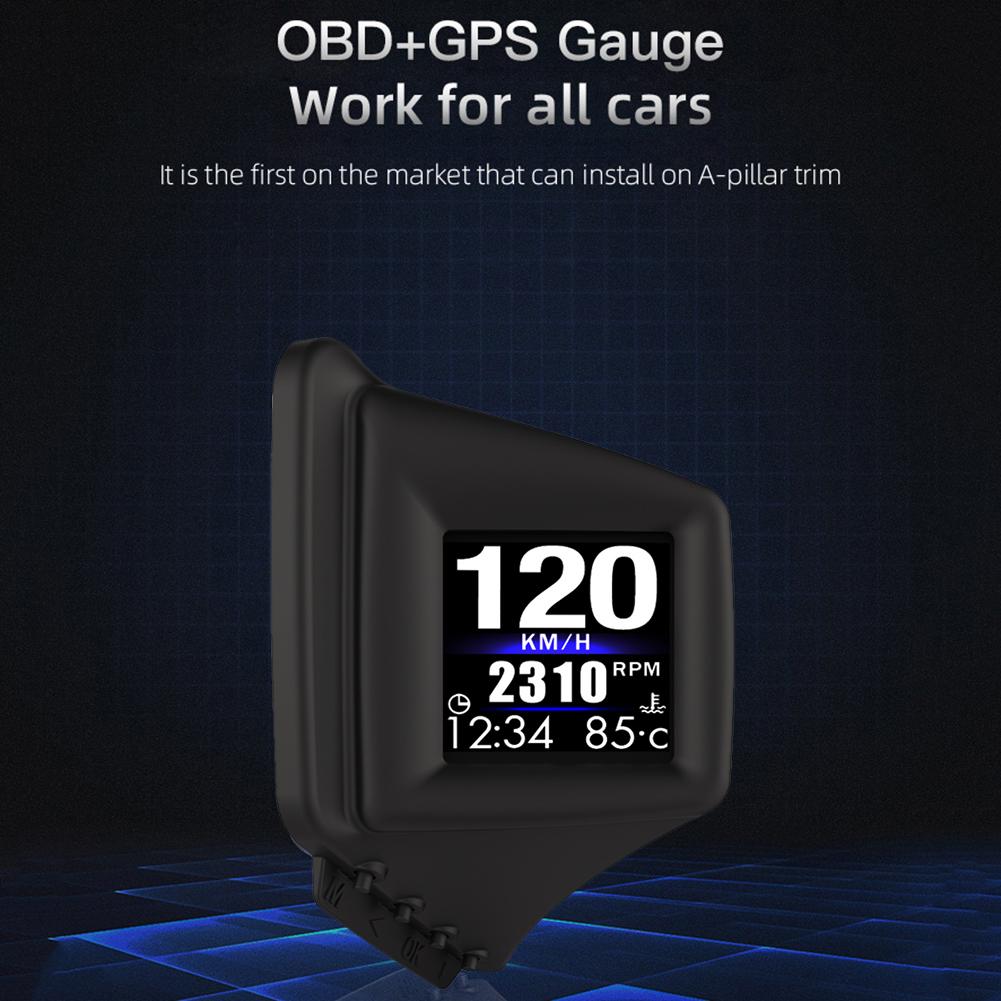 OBD GPS Двойная система проекционный дисплей 12 В Автомобильный цифровой Hud GPS спидометр 2 дюйма ЖК-дисплей Сигнализация превышения скорости Автомобильный проектор скорости