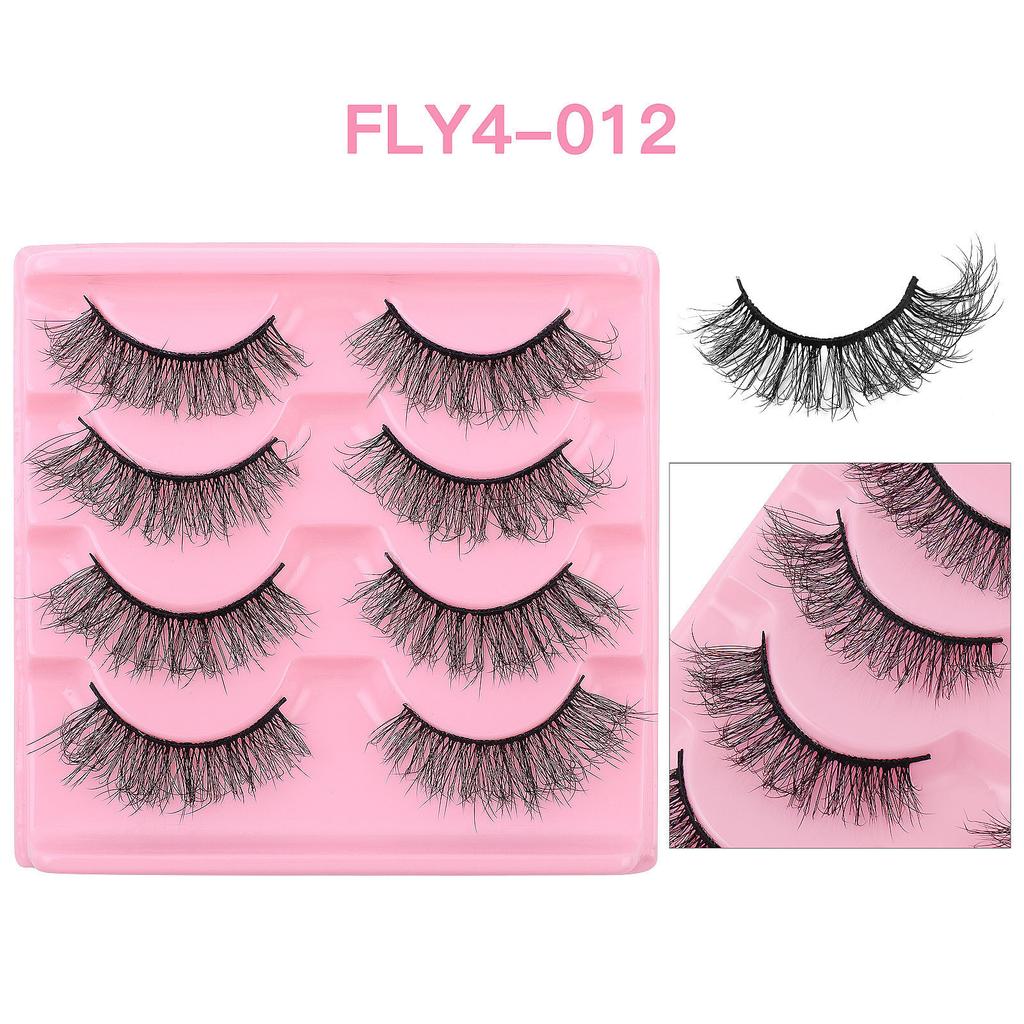 4 пары накладных ресниц, густые ресницы, преувеличенные растрепанные ресницы, имитация растрепанных ресниц