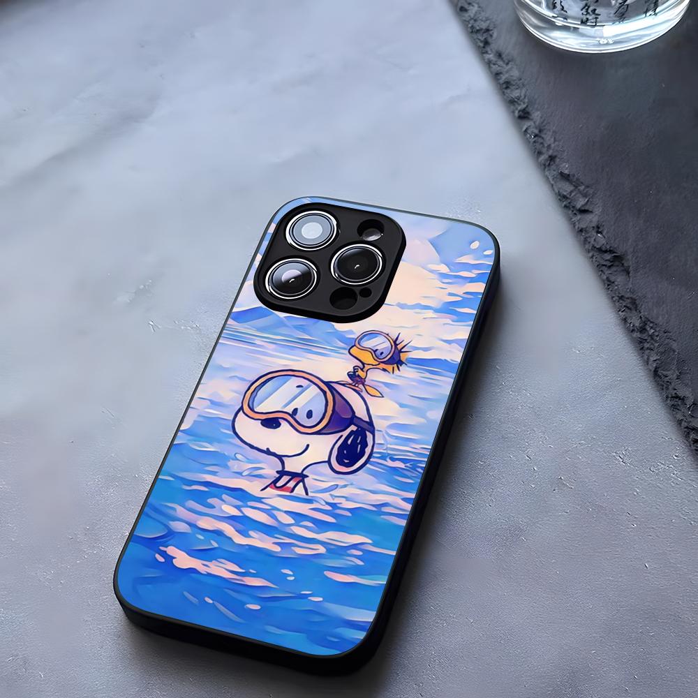 Big Head Snoopy Cartoon Phone Case Tempered Glass For IPhone 17 13 14 16 12 15 11 Pro Max Plus Mini X XR SE2020 Coque