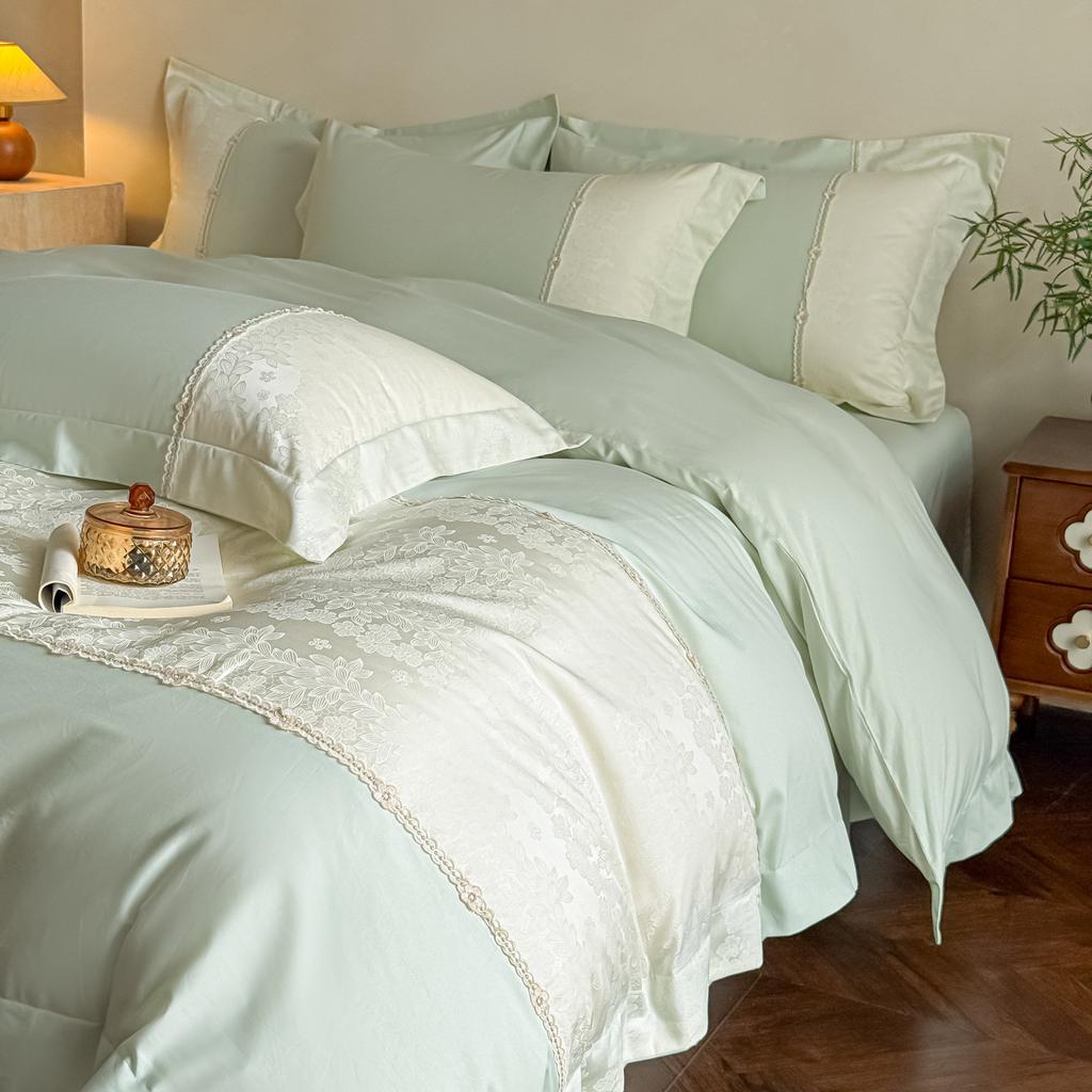 Pure cotton four-piece set, cotton long-staple cotton satin high-density jacquard four-piece set of pure cotton bedding