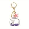 Panda Doll Keyring Cute TV Liquid Acrylic Key Chain Car Bag Accessories Pendant for Women Keychain Gift