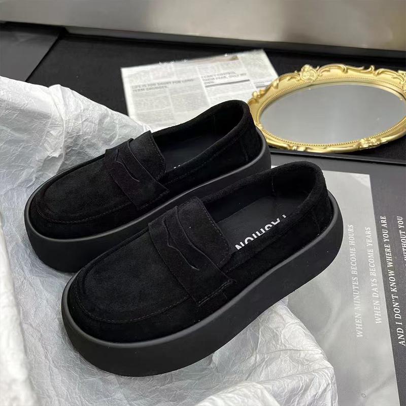 Женские туфли-лоферы на платформе, замшевые туфли на плоской подошве, осенняя дизайнерская повседневная обувь 2024 года, тренд, новый бренд, удобные туфли для ходьбы, женские туфли