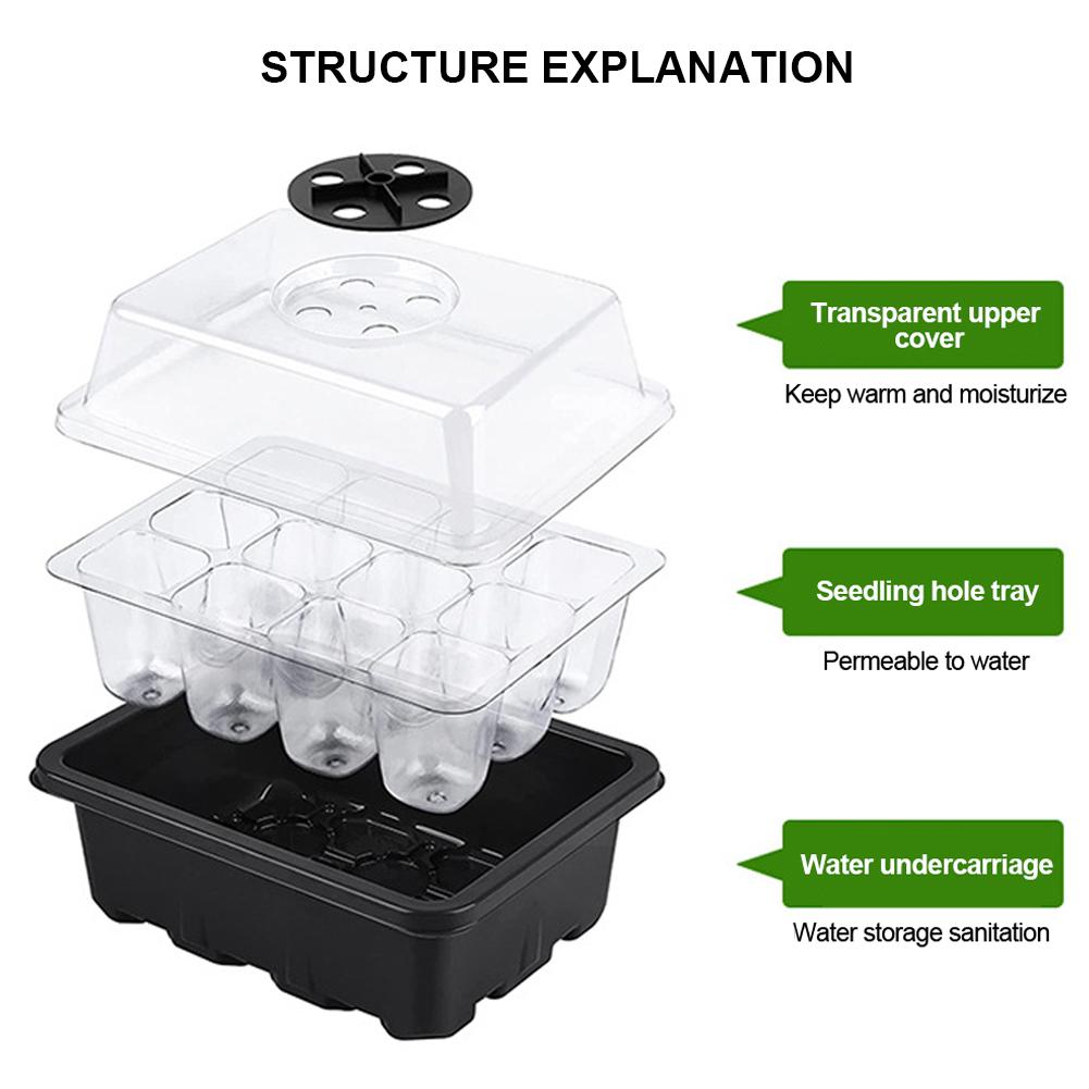 6/12 отверстий Лотки для рассады Лоток для стартового посева семян Регулируемая вентиляция Влажность Лоток для проращивания рассады Для выращивания семян Начиная