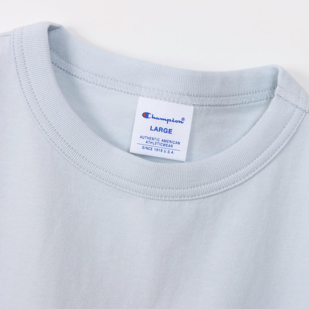 Champion шорты классические ХЛОПОК лого короткий рукав бледно-саксофонная футболка, рукав, 100% хлопок, США, вышивка в одной точке, футболка, базовая, C3-P300Z/C3-X352L,