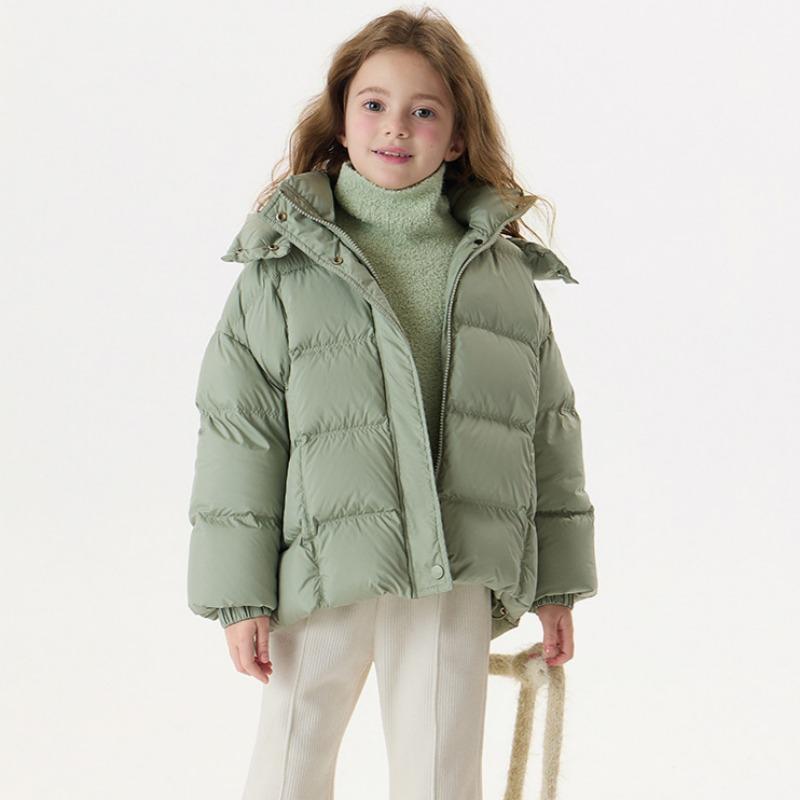 Зимняя куртка-пуховик для девочек среднего и старшего возраста из белого утиного пуха